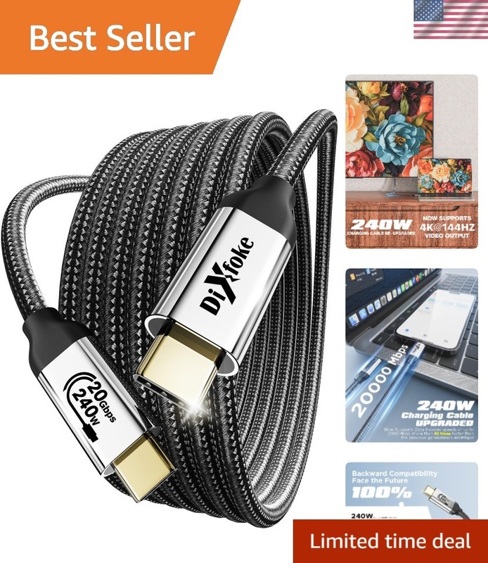 Universal 240W USB-C Cable [3.3FT] – Charge MacBook, Phones & More Instantly
