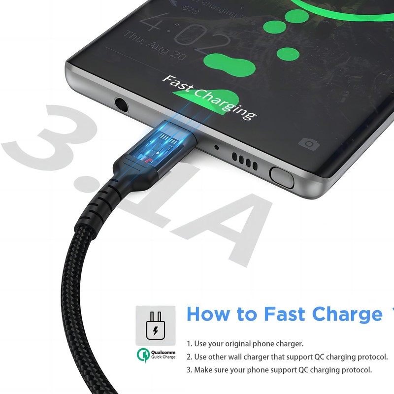 3 Pack Short 6 Inch USB-C Charging Cable Braided USB A To C Power Cord Wire gallery