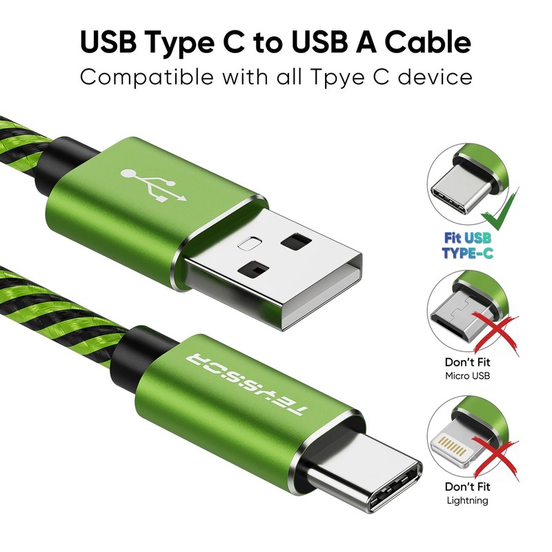USB C Cable 10FT 5Pack Nylon Braided USB A to Type C Fast Charging Cord Compa... gallery