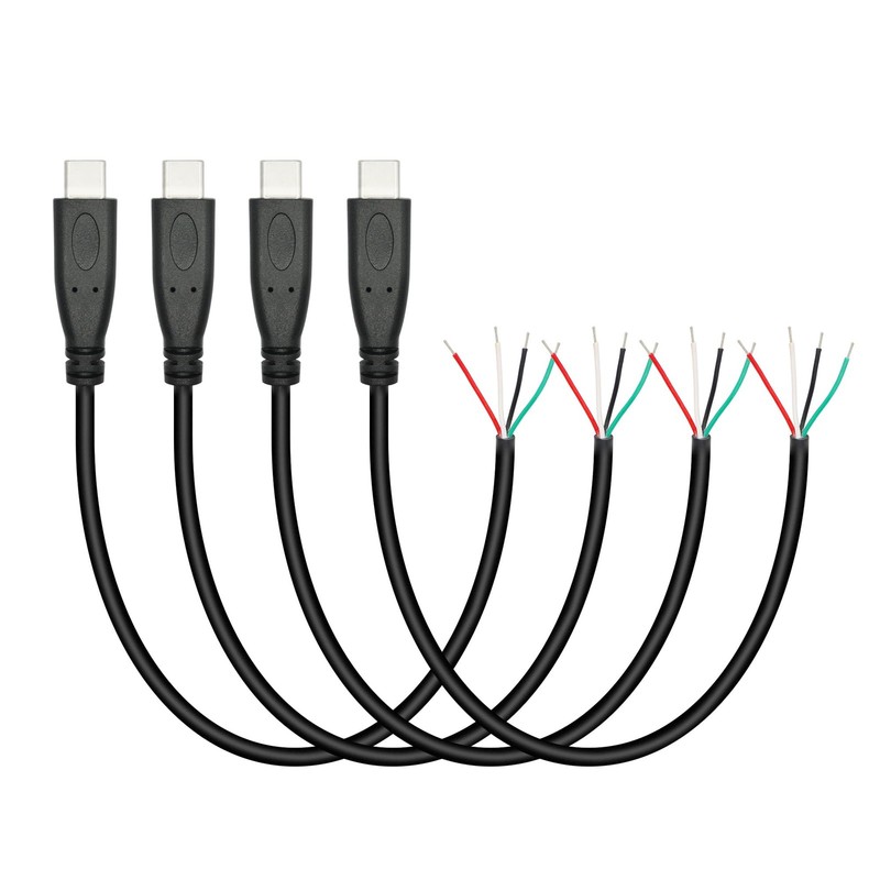 4Pcs Short USB C to 4 Pin Bare Wire Open End Wire 11inch 5V/2A USB Type C Mal…