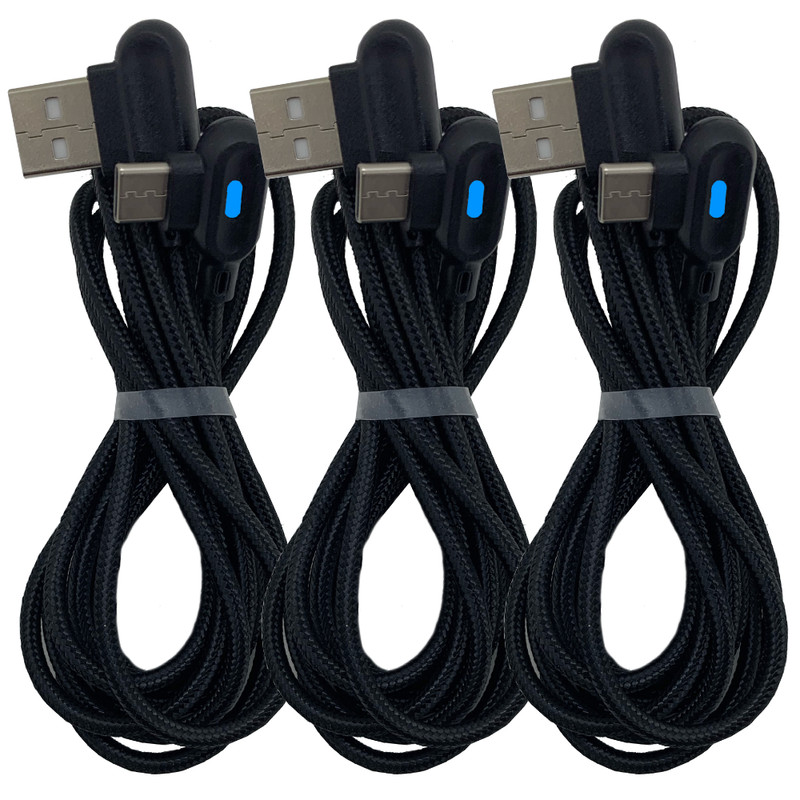 3 Pack 3/6Ft 90 Degree Right Angle USB Type C Fast Charger Cable Lot For Samsung