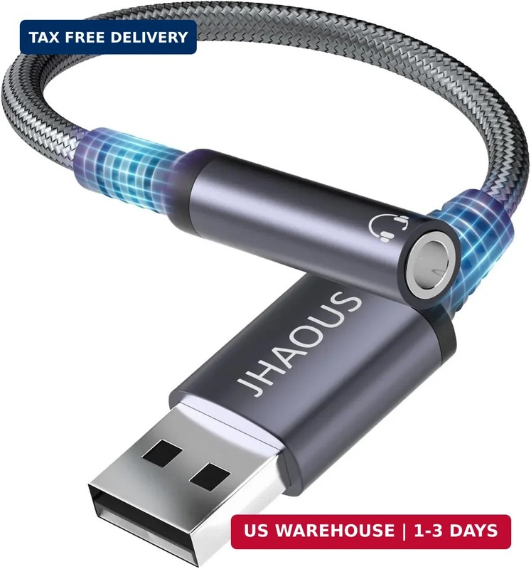 USB to 3.5mm Jack Audio Adapter, TRRS Female Headset Audio Jack Adapter, JHAOUS