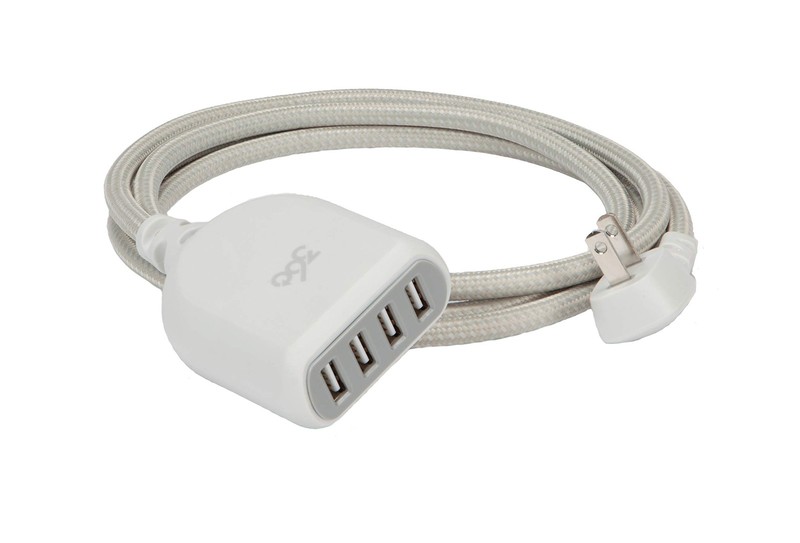 Habitat 4.8, 6 ft 4-Port USB Extension Cord, Durable Braided Casing, Color: T... gallery