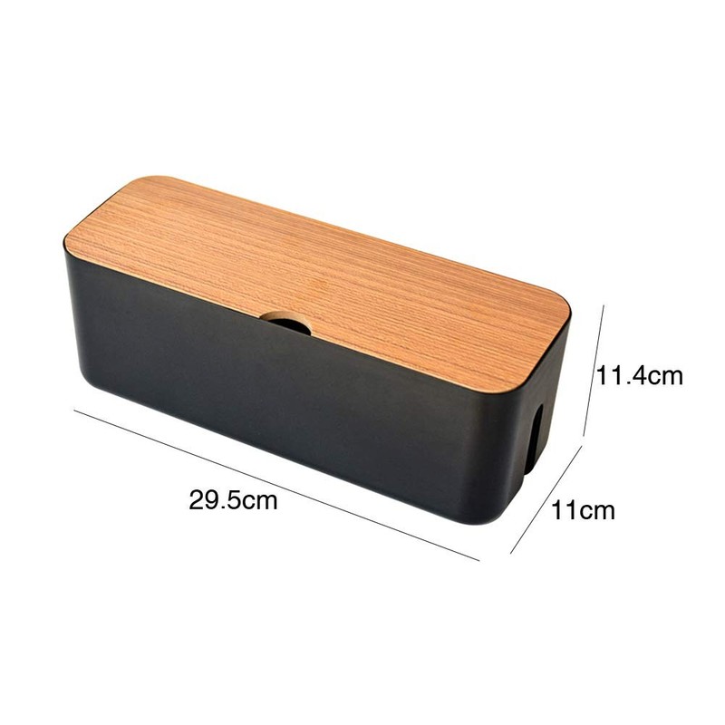 Cable Management Box - Wooden Style Large Cord Organizer to Hide black gallery