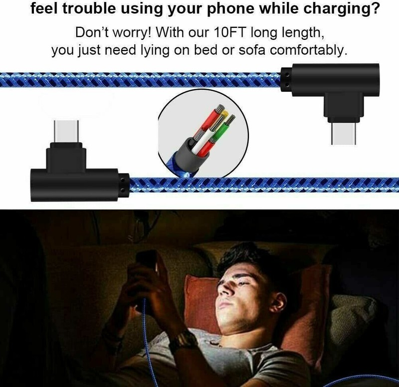 20 PACK 90 Degree Angle USB-C to USB-C Charger Cable Fast Charging Type Sync gallery