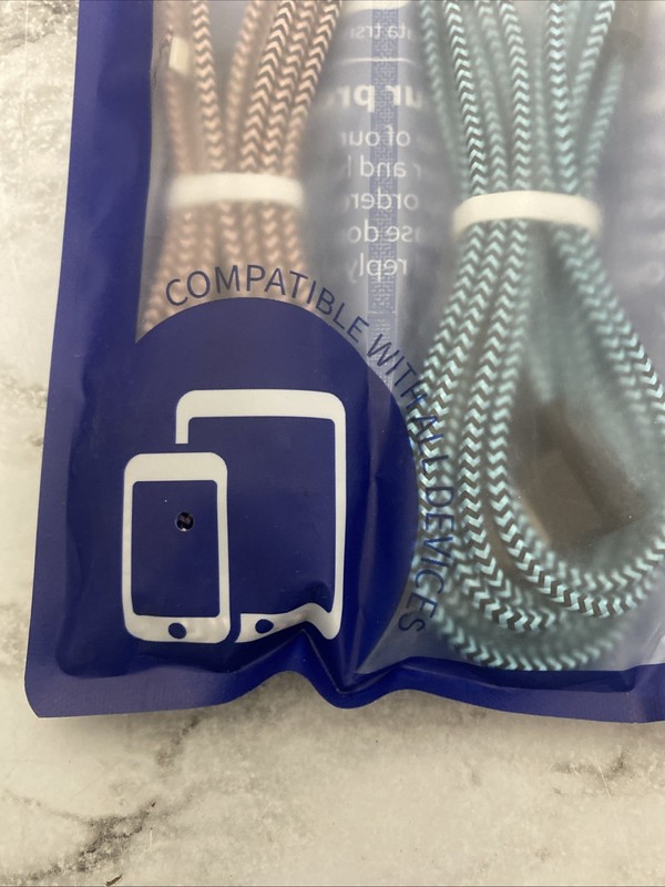 Set Of 3, 10’ Braided Charging Cables For iPhones. Does Not Fit Newest iPhones gallery
