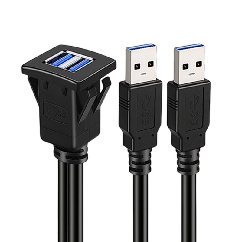 Marine Grade Snap Lock USB3.0 Double Port Extension Cable For Motorcycle Boats