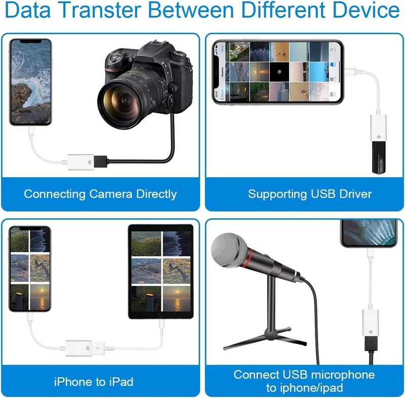 OTG USB to camera adapter for iphone support USB Flash Drive, MIDI Keyboard gallery