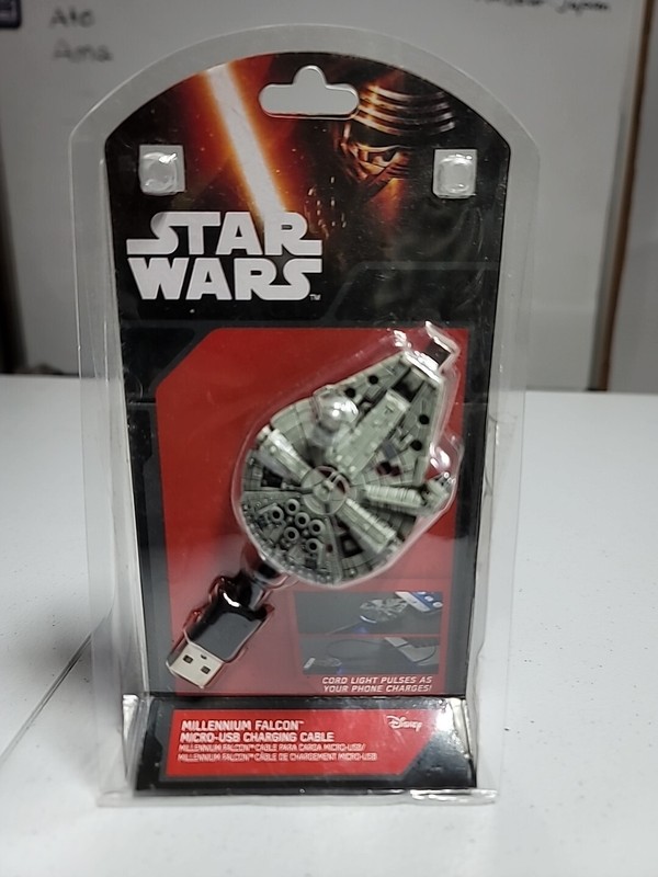 Star Wars Millennium Falcon Micro-USB Charging Cable by ThinkGeek NEW