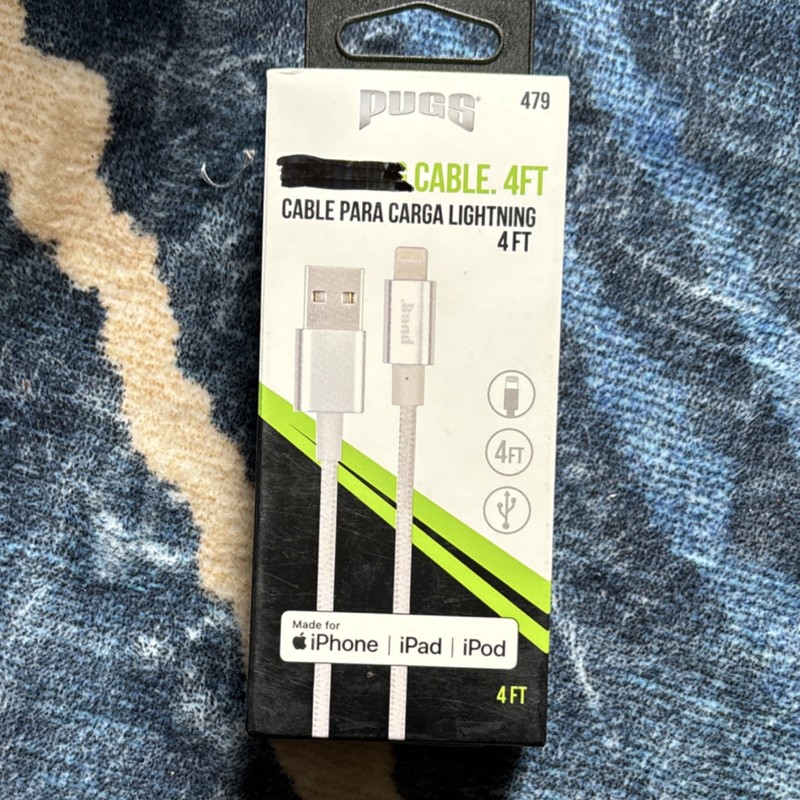 Pugs Cable 4ft Silver Tangle Resistant Fast Charge for Apple Devices gallery