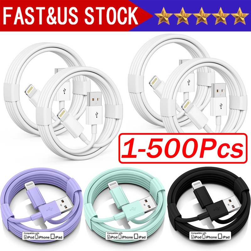 1-500 x USB Data Fast Charger Cable Cord For Apple iPhone 5 6 7 8 X 11 12 13 Lot