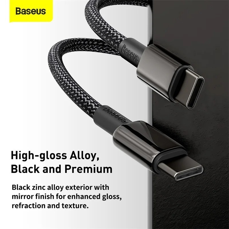 Baseus USB-C to USB-C Cable 100W PD Fast Charging QC4.0 Data Cord Braided Black gallery