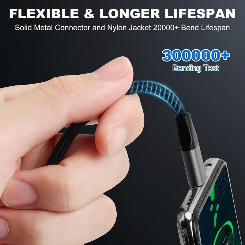 Versatile 60W USB C Charging Cable Set - Nylon Braided for Durability & Safety gallery