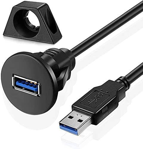 Small USB 3.0 Male to Female AUX Flush Panel Mount Extension Cable for Car Tr…