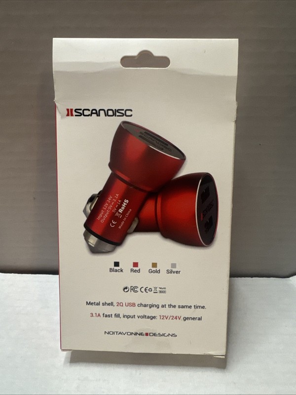 scanoisc 5V/3.1A 2 Port USB Power Converter Red gallery