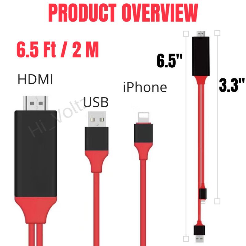 1080P Phone to HDMI TV AV Adapter Cable For iPhone 6 7 8 XS XR 11 12 13 Pro iPad gallery