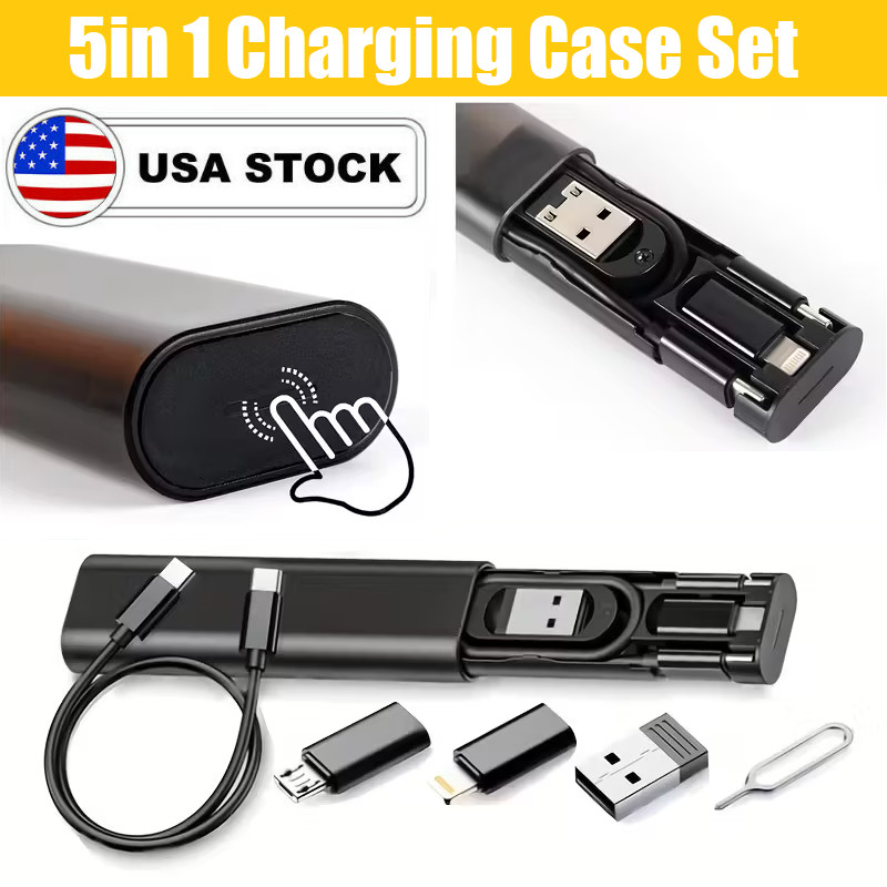 Portable 5-in-1 Charging Case Set PD 60W USB C to Type C Fast Charging Cable USA gallery