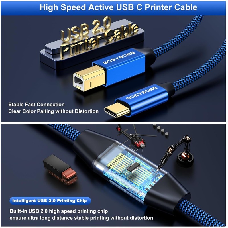 USB C Printer Cable 100ft – High Speed Data Transfer