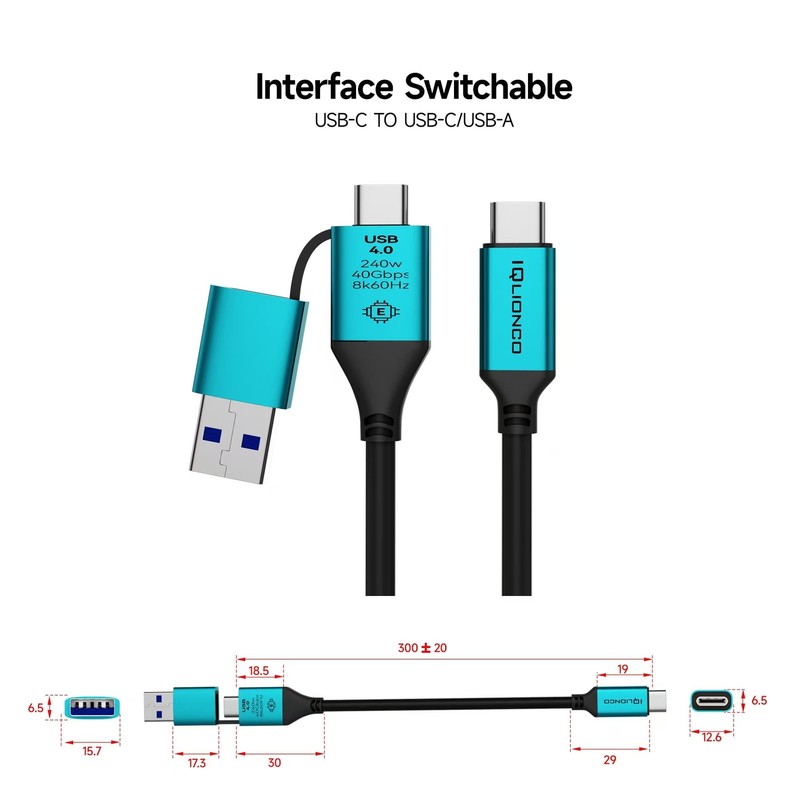 2 In 1 USB C Cable Multi Charging 240w 40GBPS Short Data Sync Power Cord Wire gallery