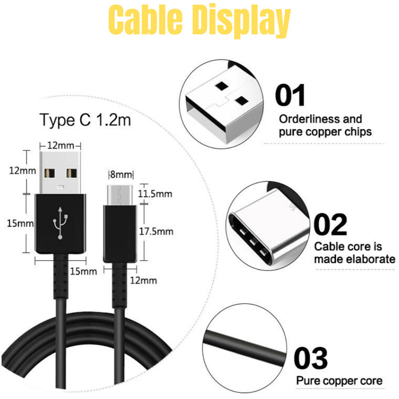 4FT USB-C to USB-A Cable Fast Charge Type C Charging Cord Rapid Sync Charger gallery