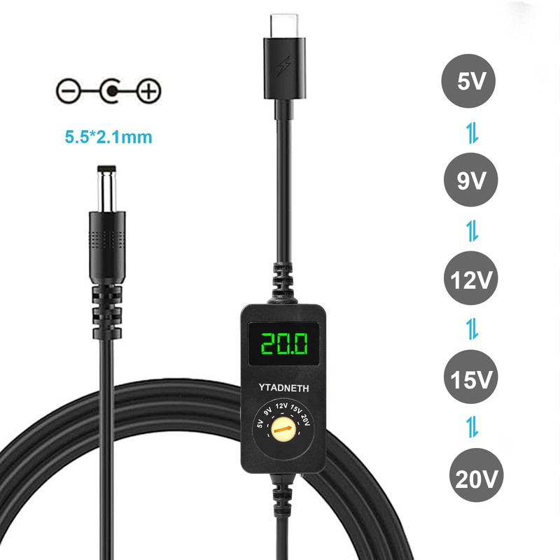Universal USB C to DC Adapter, Barrel PD Trigger Cable, USB-C to DC 5V 9V 12V... gallery