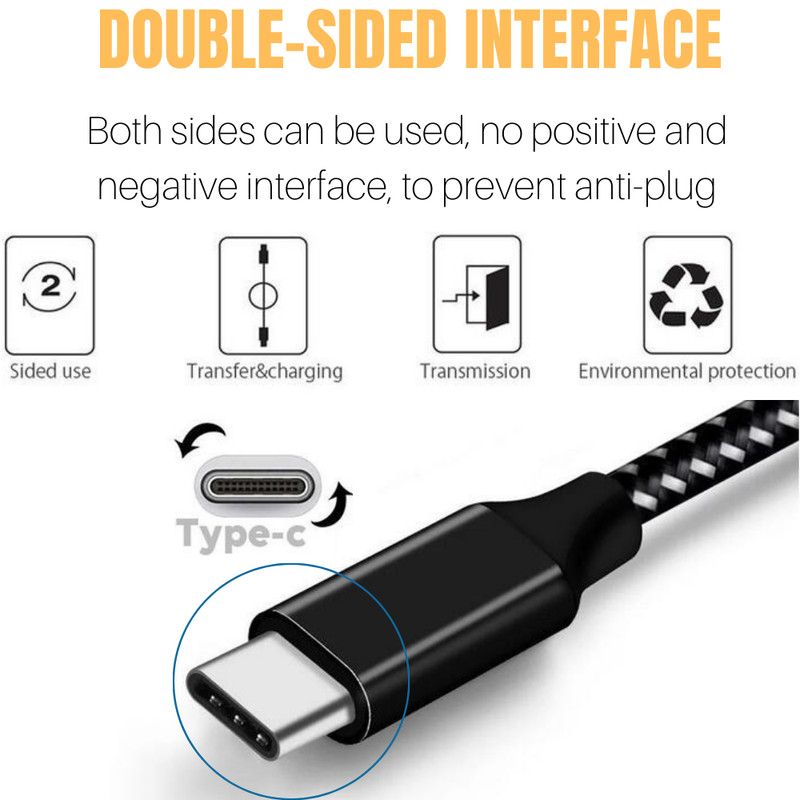 10Ft Fast Charging USB C Type C Cable Heavy Duty Data SYNC For Android Samsung gallery