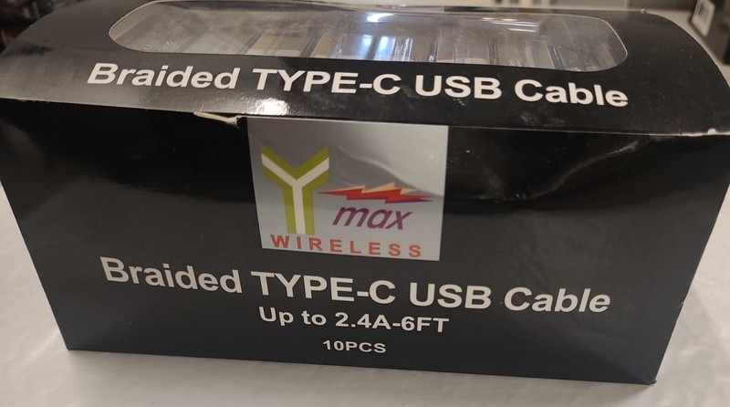 Lot of 10 Type-C USB Braided Cable - 6 foot New In Package gallery