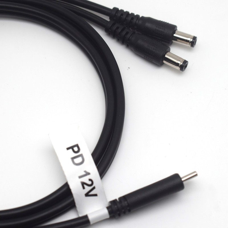 60pcs 12V Type-C to Dual 5.5x2.1mm Male DC Power Cable PD Splitter Charging Cord gallery