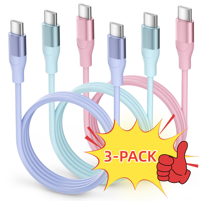 3 PACK 2m USB C Type-C Fast Charging Data SYNC Charger Cable Cord, Lot