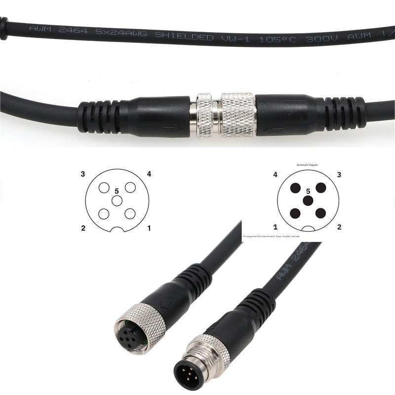 HangTon M12 5 Pin Male Female Actuator Sensor Signal Shielded Cable for Indus... gallery