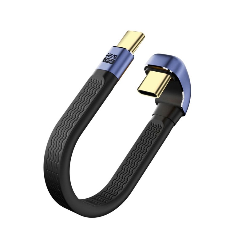 240W USB 4.0 C Fast Charging U Angle Short Cable 40Gbps Type C 8K 13cm 5.1 Inch