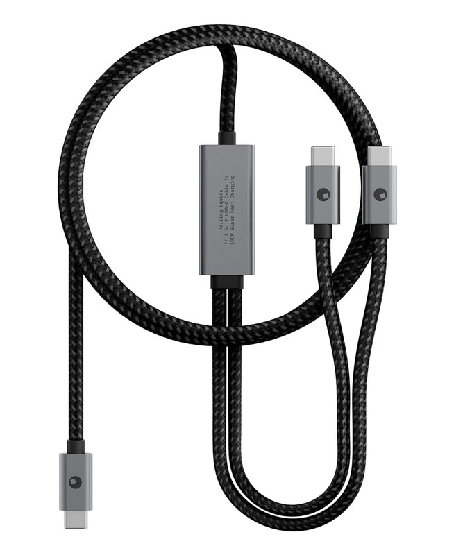 Rolling Square inCharge Cerbero – 2in1 Essential 100W USB-C 1.5m / 5ft, Black