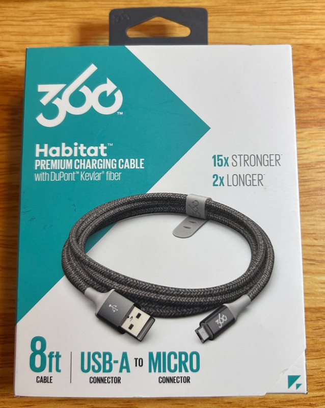 Habitat 360 premium charging cable 8 ft micro USB
