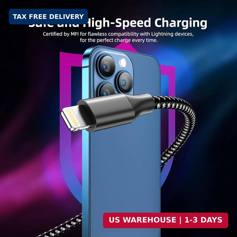 iPhone Charger Fast Charging Cord 3 Pack 10 FT Apple MFi Certified Lightning Cab gallery