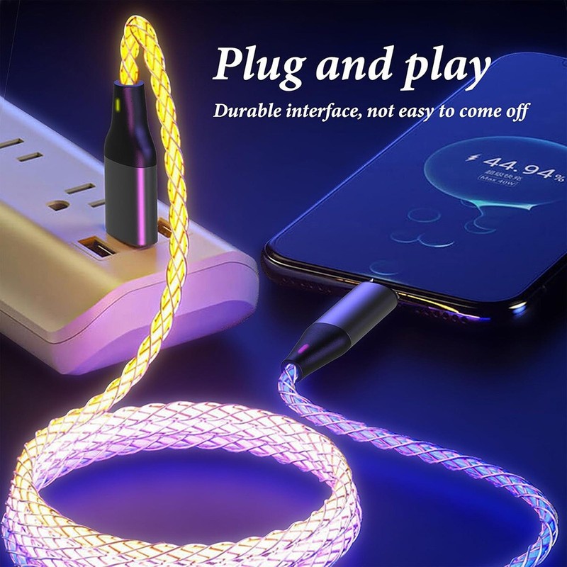 3FT USB C Cable RGB LED Light Fast Charging Cord for Samsung S25 S25+ Ultra