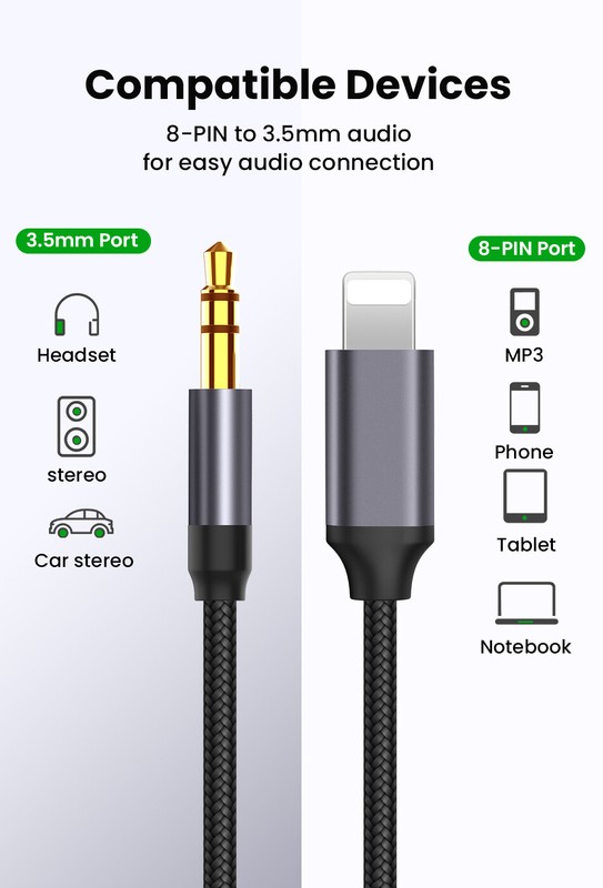 8 Pin to 3.5mm AUX Audio Car Adapter Cord For iPhone 14 13 12 11 Pro Max 8 X Lot gallery