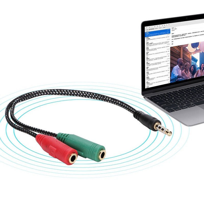 1-in 2 Male To Female 3.5mm Double Earphone Microphone Adapter Headset Couple gallery