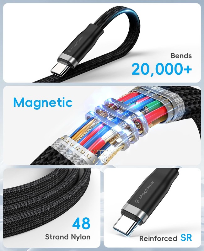5FT Magnetic Coiled USB to USB Cable, 60W Fast Charging and Data Cord, Windin... gallery