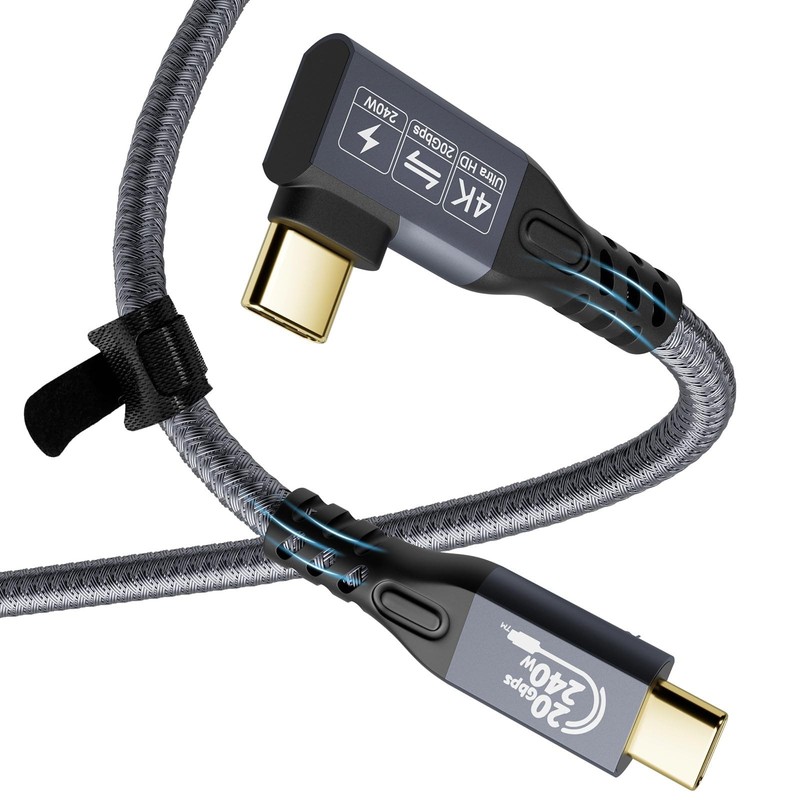 90 Degree USB C 3.2 Gen2x2 Cable 20Gbps 240W Fast Charge 4K UHD Video Cord gallery