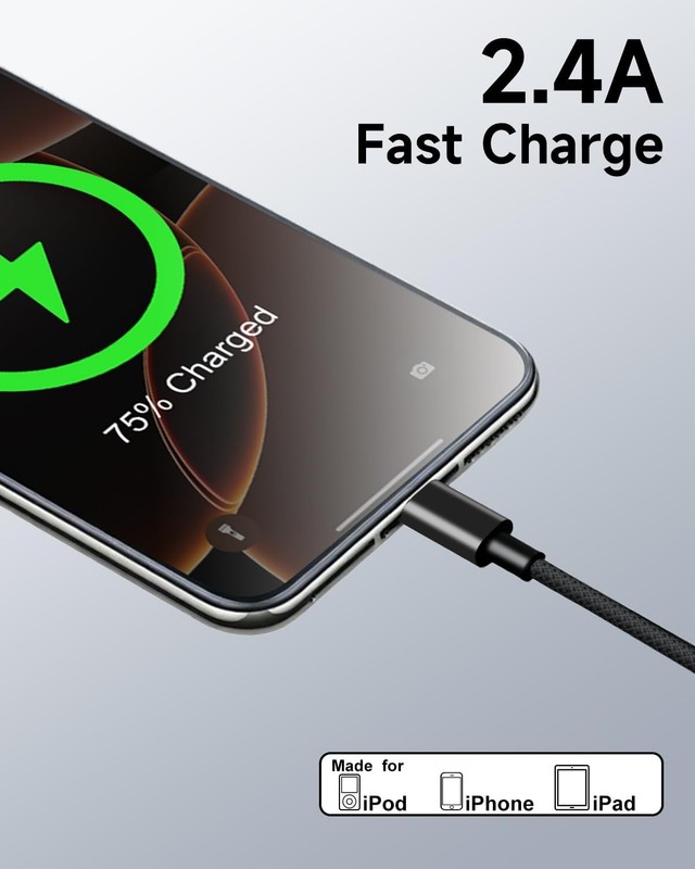 2-Pack USB A to Lightning Cable 6ft MFi Certified iPhone Charger Fast Cord gallery