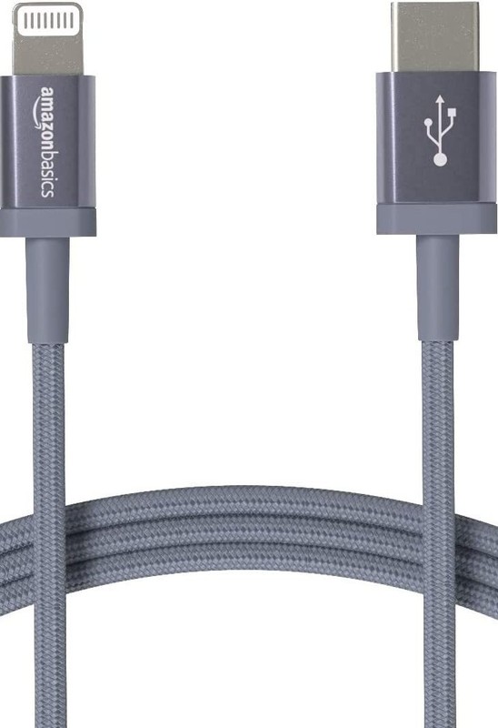 Amazon Basics MFi Certified USB-C to Lightning Cable, Fast 6 ft, Dark Gray