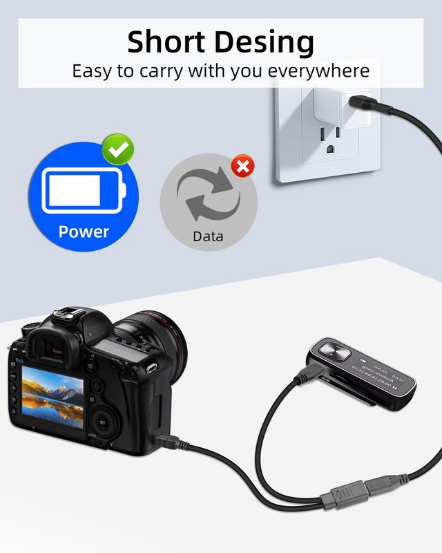 USB Splitter 1 in 2 Out Short Splitter Female to Mini USB & Cable, Only Charg... gallery
