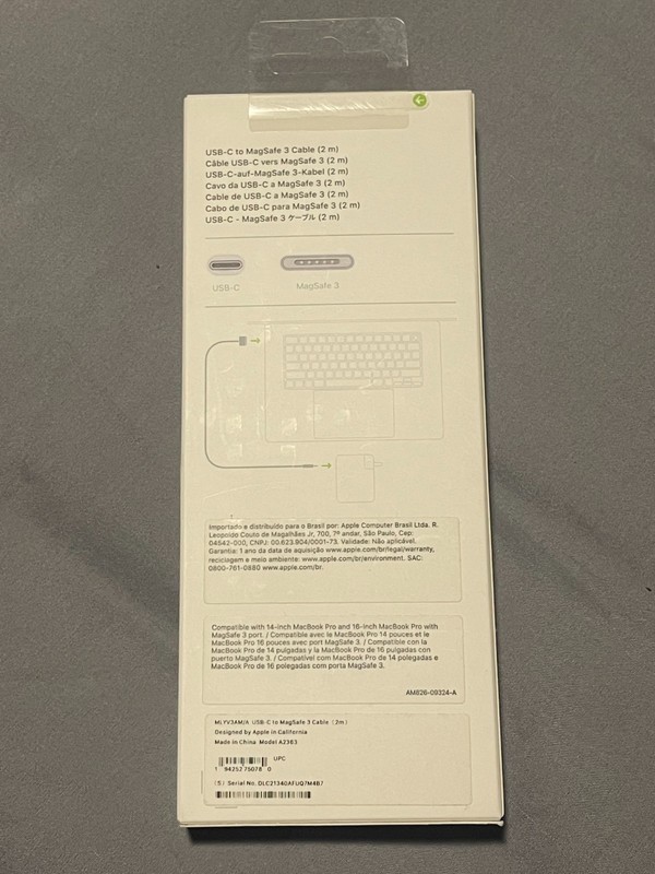 New Apple USB-C to MagSafe 3 Charging Cable 6.6' (2m) White MLYV3AM/A with Box gallery