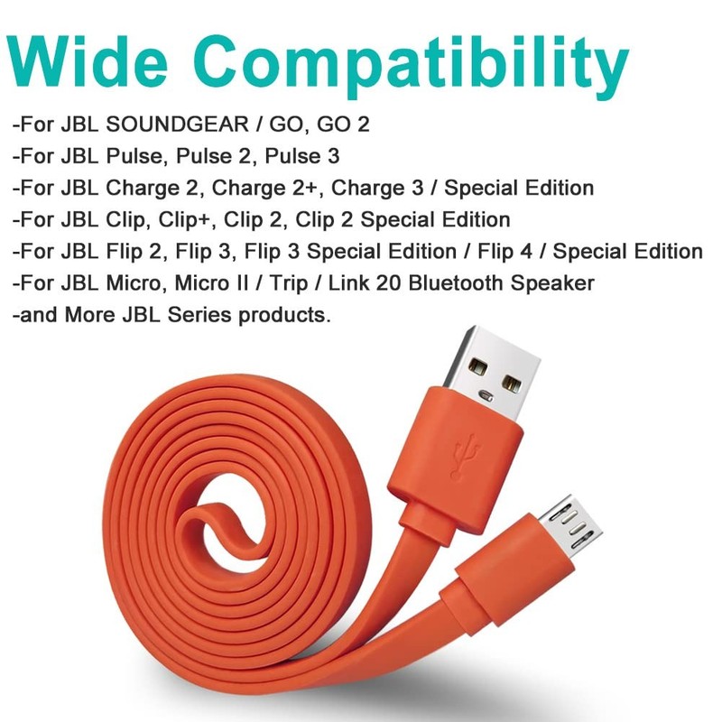 Charger Cord for JBL Speaker,Flat Micro USB Charging Power Supply Cable Cord ... gallery