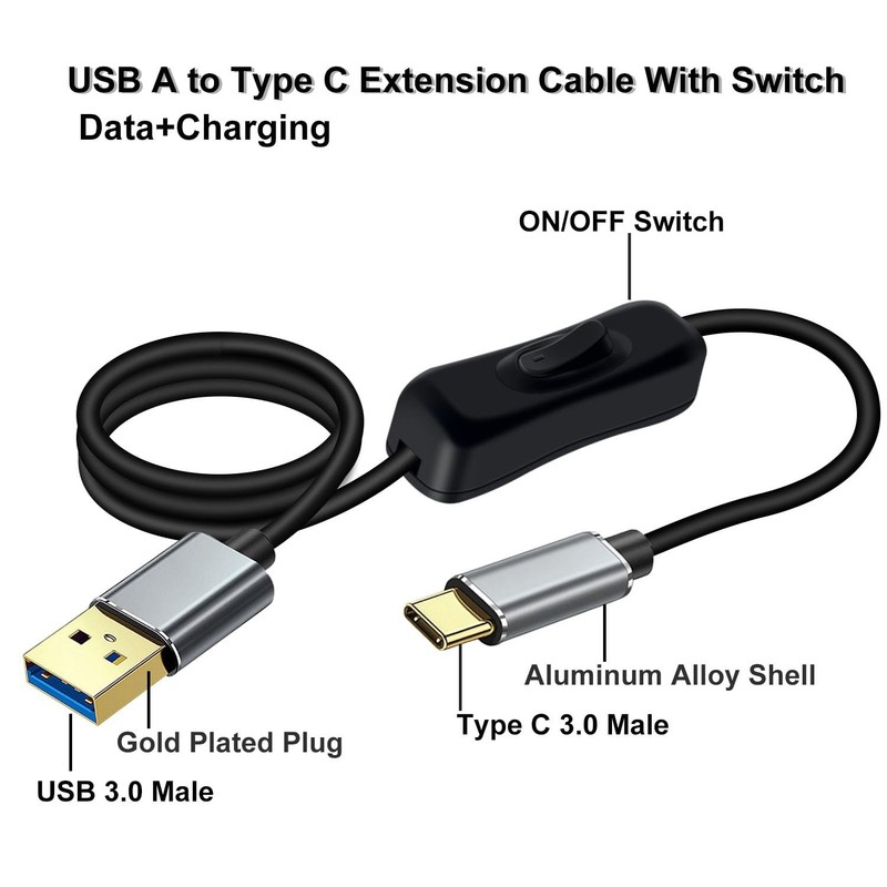 10Gbps USB C Cable Switch USB 3.0 High Speed Data Transfer 60W 3A 3.2FT / 1 m gallery