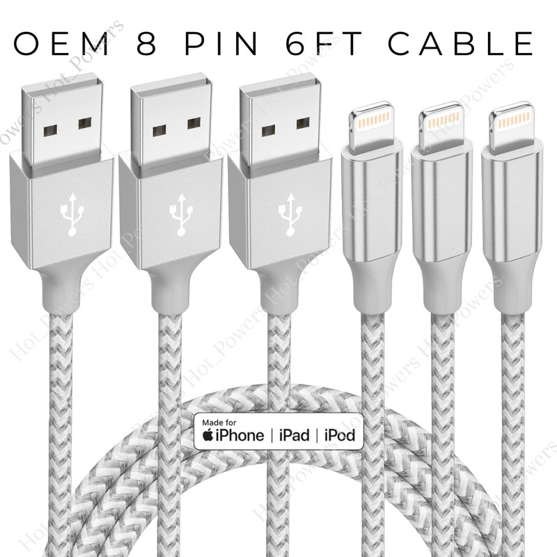 3 Pack 6ft USB Charger Cable For iPhone 14 13 12 11 XR XS 8 7 Fast Charging Cord