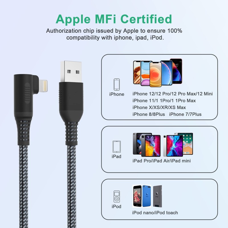Apple MFi Certified Extra Long Right Angle iPhone Charger Cable (20 ft) - 90 ... gallery