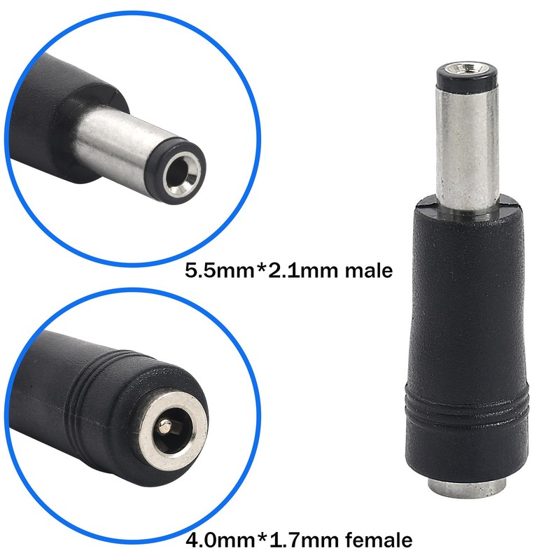 5 PCS DC 4.0x1.7mm Female To 5.5x2.1mm Male Plug Power Converter Laptop PC gallery