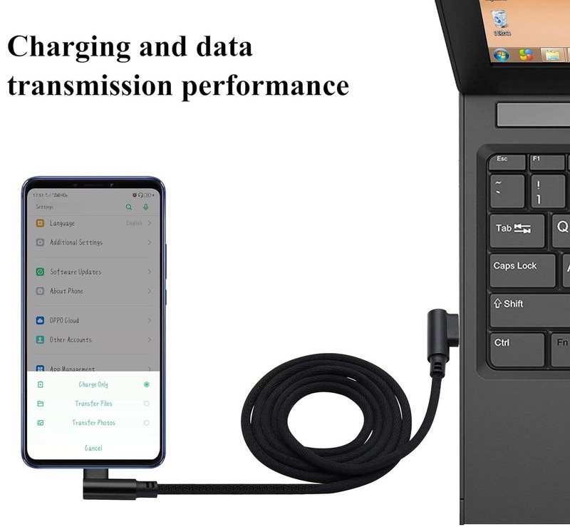 2.4A Micro USB Cable 90 Degree Angle Charger 3/6/10Ft For Samsung Android LG Lot gallery