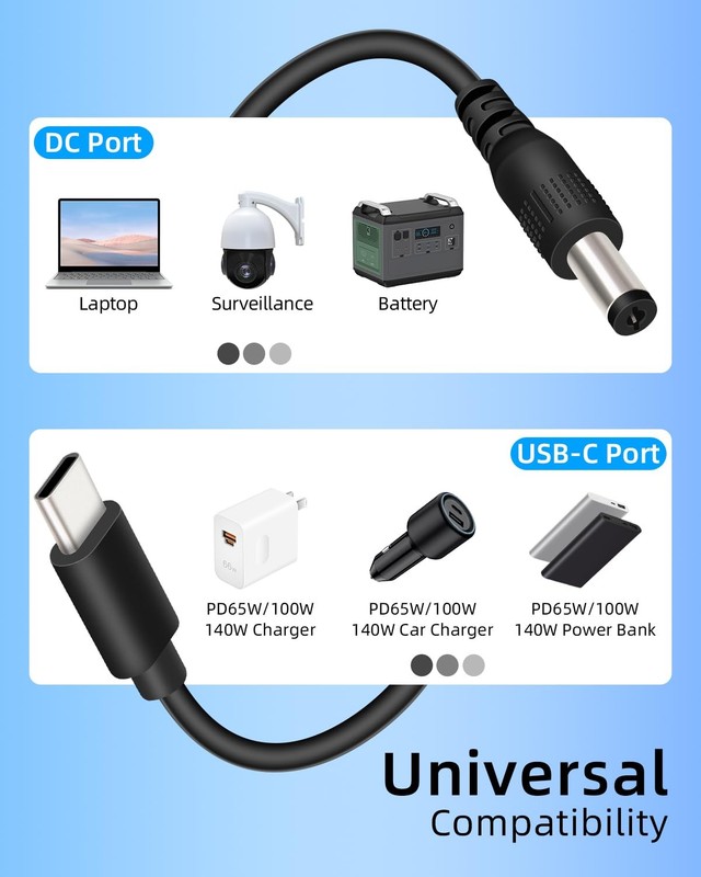 140W USB C to DC Adapter, Type C to DC Barrel Adapter PD Trigger Power Cable ... gallery